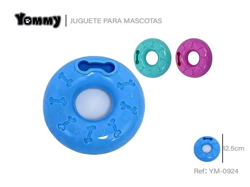 [YM0924] Juguete de goma en forma de donut para mascotas 12.5 cm - Accesorios para mascotas