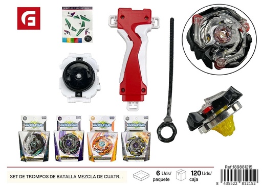 [189881215] Set de trompos de batalla mezcla de cuatro modelos con lanzador - Juguetes