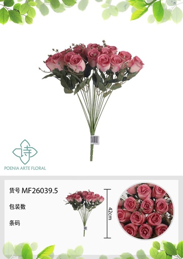 [MF26039.5] Ramo de 18 cabezas de dulce corazón 42 cm - Flores artificiales decorativas