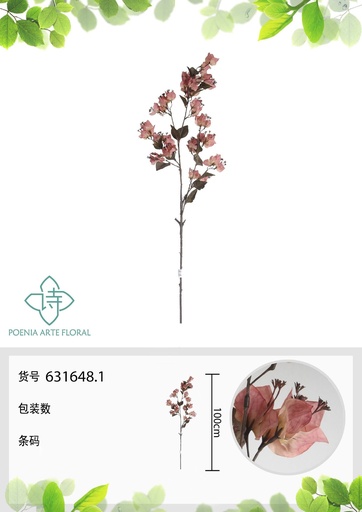 [631648.1] Vara de buganvilla colgante artificial 100 cm - Flores decorativas vibrantes