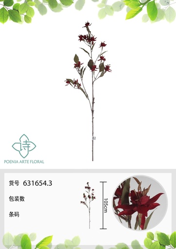 [631654.3] Vara de flor de estrella artificial 95 cm - Accesorios decorativos de lujo