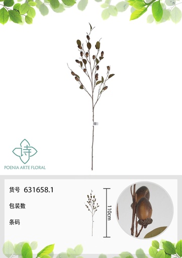 [631658.1] Vara de olivo con frutos artificial 110 cm - Flores decorativas elegantes