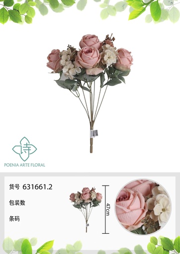 [631661.2] 8 cabezas de hortensia artificial estilo nórdico 47 cm - Decoración floral elegante