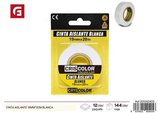 [201242425] Cinta aislante 19mm x 20m blanca - Herramientas de ferretería