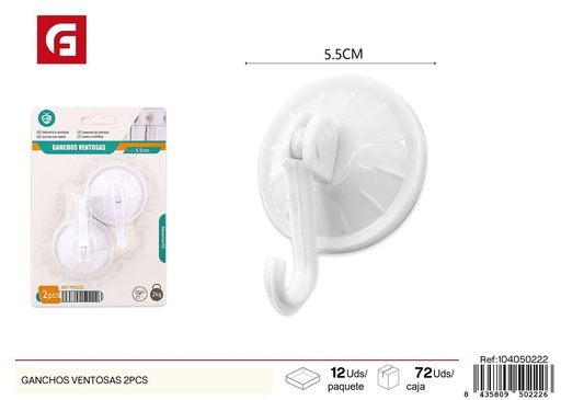 [104050222] Ganchos de ventosas 2 piezas - Accesorios de ferretería y colgadores
