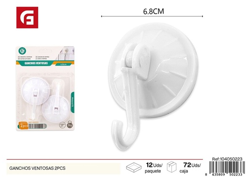 [104050223] Ganchos de ventosas 2 piezas - Accesorios de ferretería y colgadores