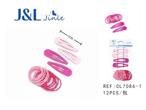 [CL7086-1] Set de goma y BB clips rosa accesorios para el cabello