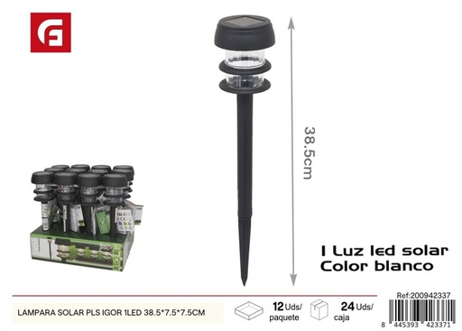 [200942337] Lámpara solar Igor PLS 1LED 38.5x7.5x7.5cm - Iluminación para jardín