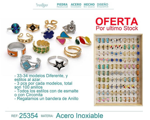 [25354] Anillo de esmalte o circonita con bandeja - Joyería elegante y anillos