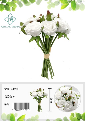 [630598-白色] Ramo de rosa de 14 cabezas para princesa - Bouquet de flores