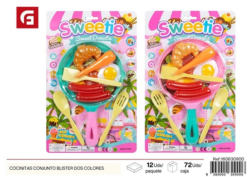 [160630900] Conjunto de cocinitas con embalaje blister de dos colores - Juguetes de cocina