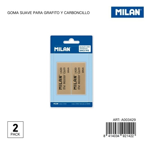 [A003430] Goma suave para grafito y carboncillo Milano 2pz - Papelería de marcas
