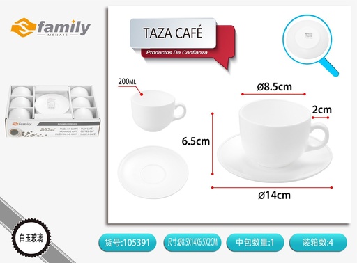 [105391] Taza de café redonda 8.3x6.2 cm/200 ml - Accesorios de café