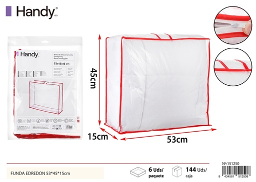 [151250] Funda de edredón transparente con borde rojo 53*45*15 cm - Ropa de cama y organizadores