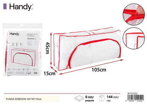 [151252] Funda de edredón transparente con borde rojo 105*45*15 cm - Ropa de cama y organizadores