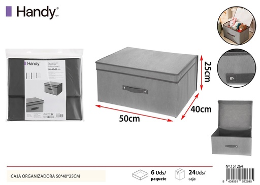 [151264] Caja organizadora gris 50*40*25 cm - Soluciones de almacenamiento y organizadores