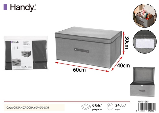 [151265] Caja organizadora gris 60*40*30 cm - Soluciones de almacenamiento y organizadores
