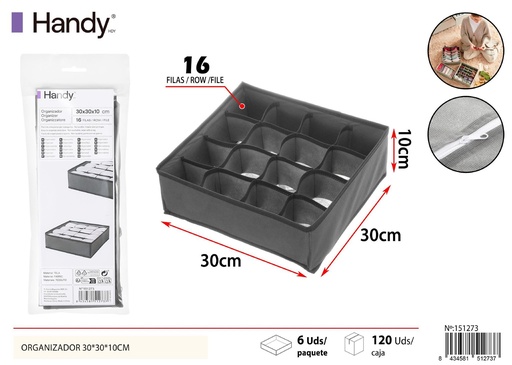[151273] Organizador sin tapa de 16 compartimentos 30*30*10 cm - Soluciones de almacenamiento y organizadores