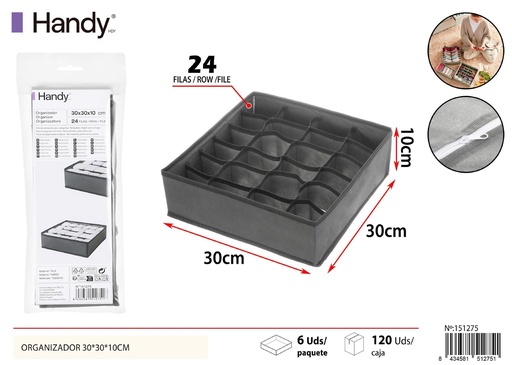 [151275] Organizador sin tapa de 24 compartimentos 30*30*10 cm - Soluciones de almacenamiento y organizadores