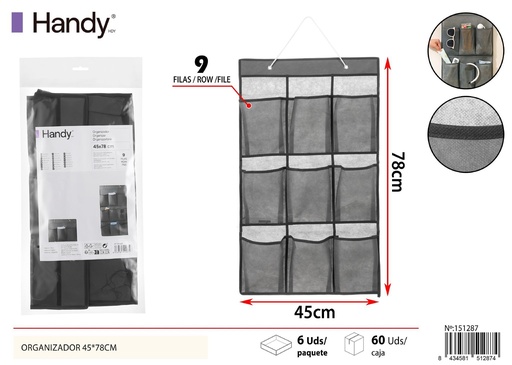 [151287] Organizador gris colgante 45*78 cm - Soluciones de almacenamiento y organizadores