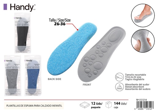[151314] Plantillas de espuma para calzado infantil 32-36 - Accesorios para calzado infantil
