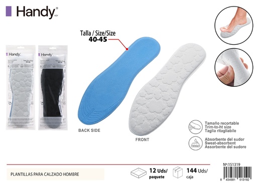 [151319] Plantillas de confort para calzado hombre 40-46 - Accesorios para calzado masculino