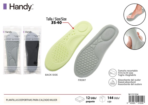 [151324] Plantillas deportivas para calzado mujer PU 35-40 - Accesorios deportivos para calzado femenino
