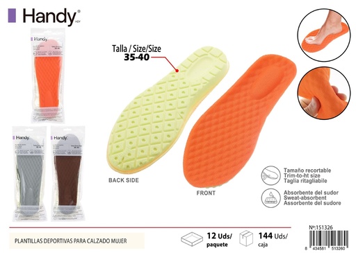 [151326] Plantillas deportivas para calzado mujer PU 35-40 - Accesorios deportivos para calzado femenino