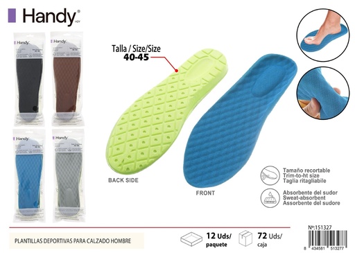 [151327] Plantillas deportivas para calzado hombre PU 40-45 - Accesorios deportivos para calzado masculino
