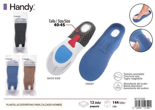 [151329] Plantillas deportivas para calzado hombre EVA 40-45 - Accesorios deportivos para calzado masculino