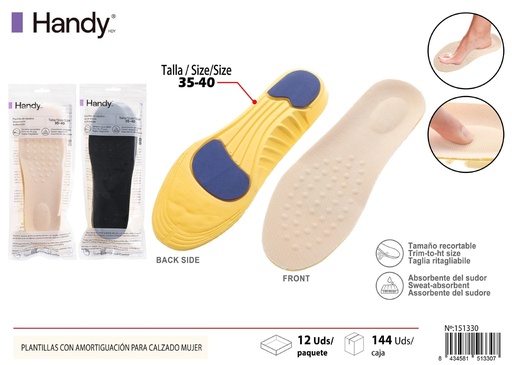 [151330] Plantillas con amortiguación para calzado mujer EVA 35-39 - Accesorios deportivos para calzado femenino