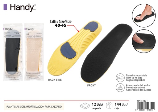[151331] Plantillas con amortiguación para calzado EVA 40-44 - Accesorios deportivos para calzado masculino