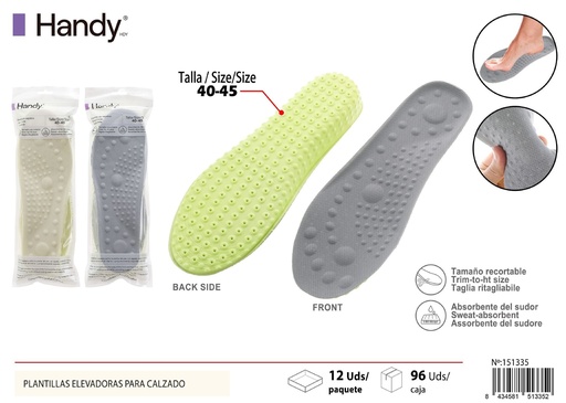 [151335] Plantillas elevadoras de PU para calzado de hombre 40-45 - Comodidad y soporte