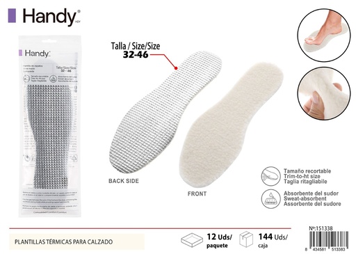 [151338] Plantillas térmicas de borreguillo y aluminio para calzado unisex 32-46 - Aislamiento y comodidad