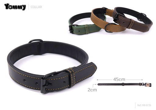 [YM0776] Collar de cuero de doble capa para mascotas 2.0x45 cm - Collares de piel para mascotas