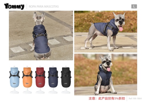 [YM1864] Impermeable con broches para mascotas L - Ropa impermeable para mascotas