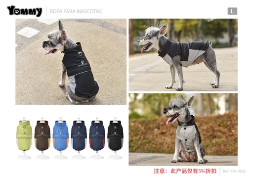 [YM1868] Impermeable con forro de malla interior para mascotas L - Ropa impermeable para mascotas