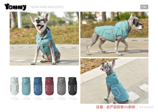 [YM6936] Impermeable reflectante para mascotas 2XL - Ropa impermeable para mascotas