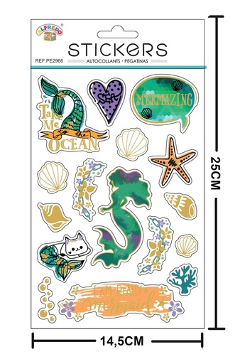 [PE2966] Stickers decorativos "Sirena" 14,5x25 cm - Pegatinas infantiles decorativas