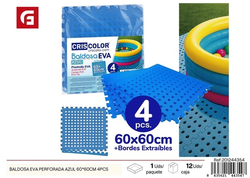 [201244354] Baldosa de EVA perforada azul 60x60 cm 4 pcs - Juguetes y juegos de piso