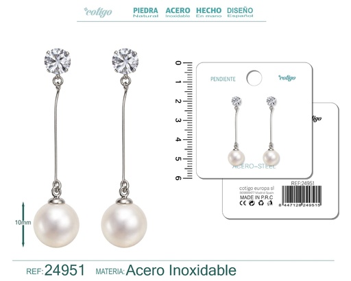 [24951] Pendiente de perla con accesorio de acero - Joyería y accesorios