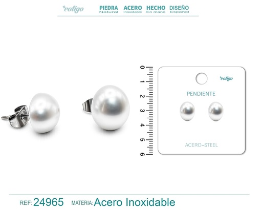 [24965] Pendiente de perla con accesorio de acero - Joyería y accesorios
