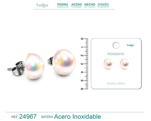 [24967] Pendiente de perla con accesorio de acero - Joyería y accesorios