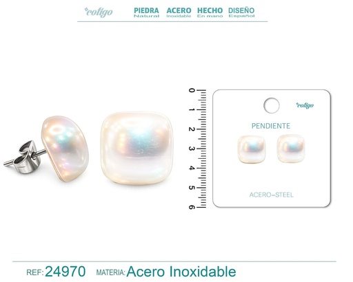 [24970] Pendiente de perla con accesorio de acero - Joyería y accesorios