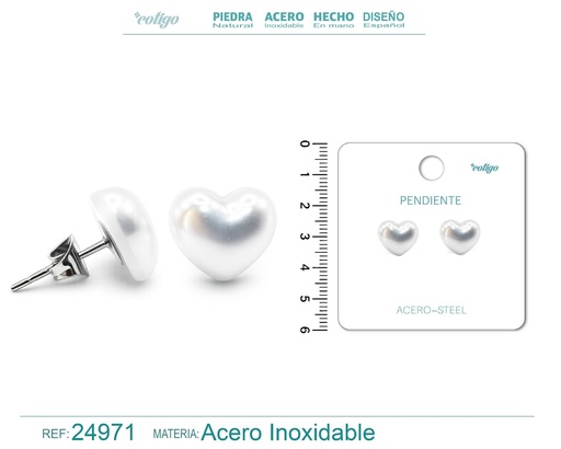 [24971] Pendiente de perla con accesorio de acero - Joyería y accesorios