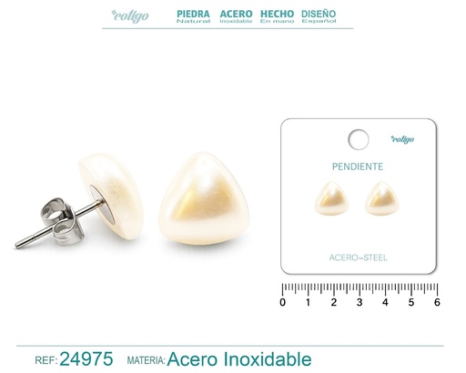 [24975] Pendiente de perla con accesorio de acero - Joyería y accesorios