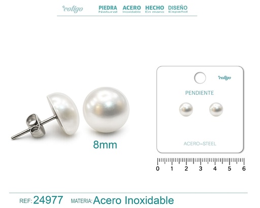 [24977] Pendiente de perla con accesorio de acero - Joyería y accesorios