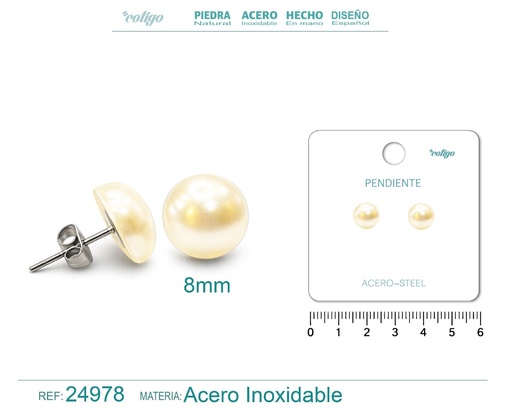 [24978] Pendiente de perla con accesorio de acero - Joyería y accesorios
