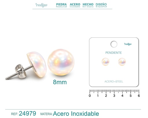 [24979] Pendiente de perla con accesorio de acero - Joyería y accesorios
