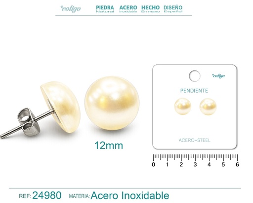 [24980] Pendiente de perla con accesorio de acero - Joyería y accesorios